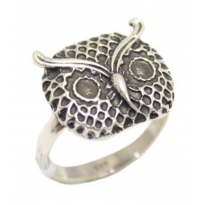 Handcrafted women's Band Ring Solid 925 Sterling Silver Owl face Bird